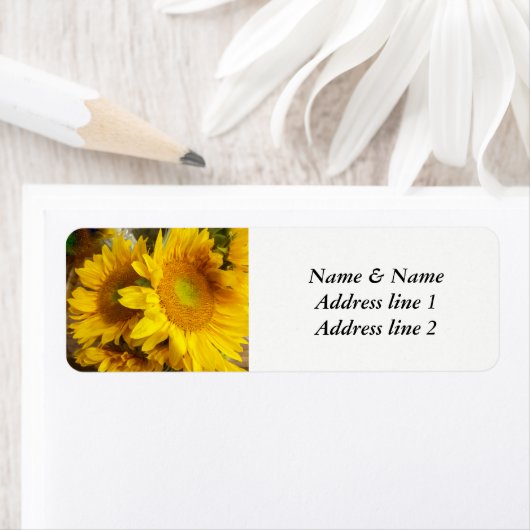 Zonnebloem bruiloft adresetiketten etiket (Insitu)