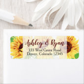 Zonnebloem Bruiloft Adresetiketten Waterverf Etiket (Insitu)