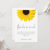 Zonnebloem bruiloft Bedankt zoveel Kaart (Voorkant / Achterkant in situ)