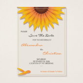 Zonnebloem bruiloft Bewaar de datum MiniCard Visitekaartje (Achterkant)