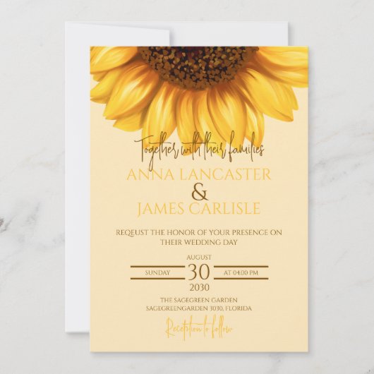 Zonnebloem bruiloft Bloemen bruiloft Kaart (Voorkant)