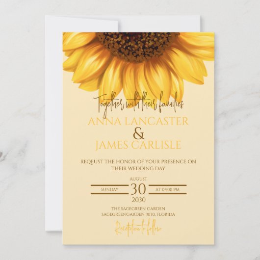 Zonnebloem bruiloft Bloemen bruiloft Kaart (Voorkant)