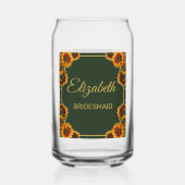 Zonnebloem bruiloft bos groen bruidsmeisje blikvorm glas (Achterkant)