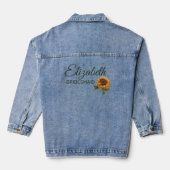 Zonnebloem bruiloft bos groen bruidsmeisje denim jacket (Achterkant)