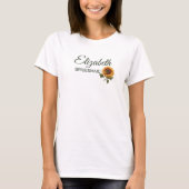 Zonnebloem bruiloft bos groen bruidsmeisje t-shirt (Voorkant)