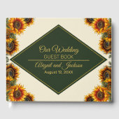 Zonnebloem Bruiloft Bos Groen en Goud Gastenboek (Voorkant)