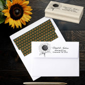 Zonnebloem bruiloft bos groen en goud RSVP Rubberstempel