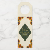 Zonnebloem Bruiloft Bos Groen & Goud Flessenhanger (Achterkant)