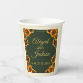 Zonnebloem Bruiloft Bos Groen & Goud Papieren Bekers (Voorkant)