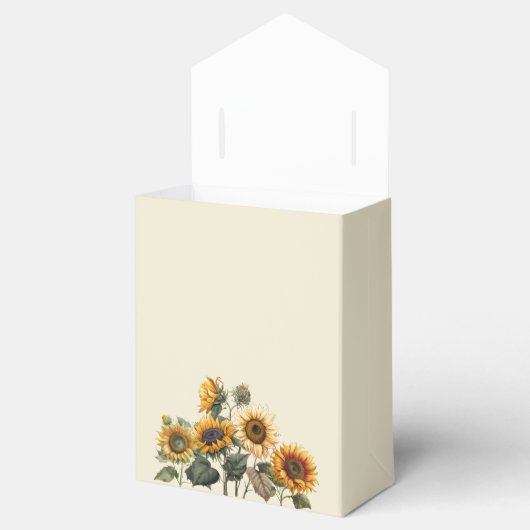 Zonnebloem bruiloft bos groen rustiek bedankdoosjes (Geopend)