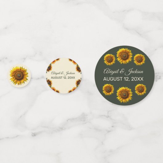 Zonnebloem bruiloft bos groen rustiek confetti (Voorkanten)