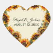 Zonnebloem bruiloft bos groen rustiek hart sticker (Voorkant)