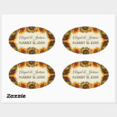 Zonnebloem bruiloft bos groen rustiek ovale sticker (Vel)