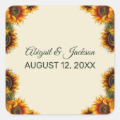 Zonnebloem bruiloft bos groen rustiek vierkante sticker (Voorkant)
