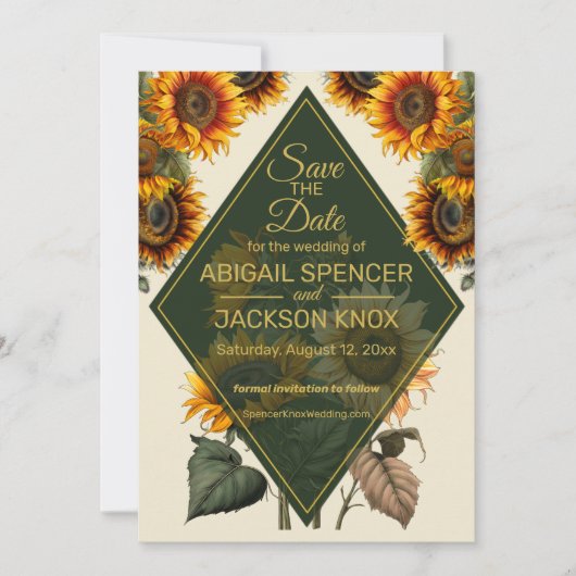 Zonnebloem Bruiloft Bos Groen Save the Date Kaart (Voorkant)