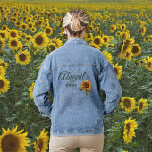Zonnebloem bruiloft bos groene bruid denim jacket