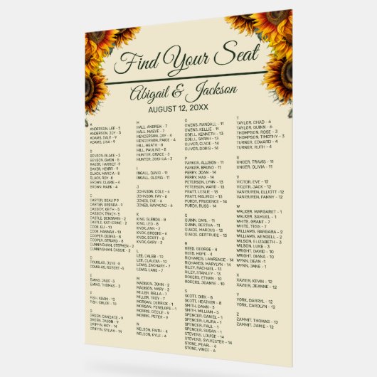 Zonnebloem Bruiloft Bos Groene Zitkaart Acryl Bord (Hoek)