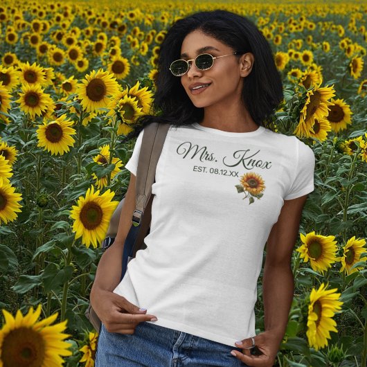 Zonnebloem bruiloft bruid Mrs. Established T-shirt