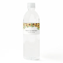 Zonnebloem bruiloft bruiloft water fles label