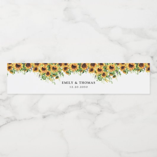 Zonnebloem bruiloft bruiloft water fles label waterfles etiket (Enkel label)