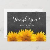 Zonnebloem bruiloft Dank u schoolbord Briefkaart (Voorkant / Achterkant)