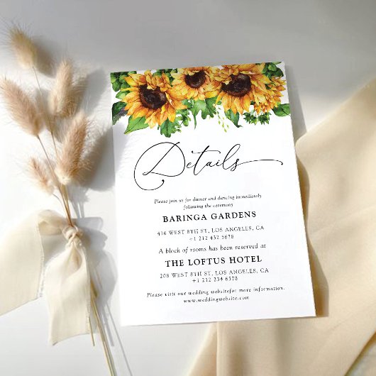 Zonnebloem bruiloft Details Behuizing Kaarten