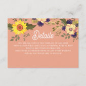 Zonnebloem bruiloft details informatiekaartje (Voorkant)