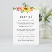 Zonnebloem bruiloft details Kaart (Staand voorkant)