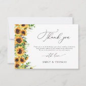 Zonnebloem bruiloft flat dank u kaarten (Voorkant)