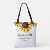 Zonnebloem Bruiloft Gelukkig Voor Altijd Tote Bag (Achterkant)
