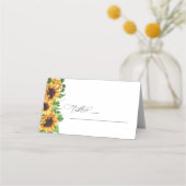 Zonnebloem bruiloft gevouwen plaats kaarten plaatskaartje (Voorkant)