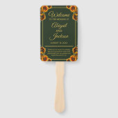 Zonnebloem Bruiloft Groen & Goud Bruiloft Programm Handwaaier (Voorkant)