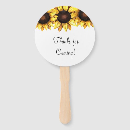 Zonnebloem bruiloft gunst wit geel bloemen fans handwaaier (Achterkant)