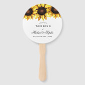 Zonnebloem bruiloft gunst wit geel bloemen fans handwaaier (Voorkant)