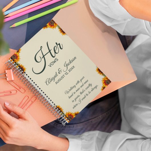 Zonnebloem bruiloft haar geloften  Notitieboek