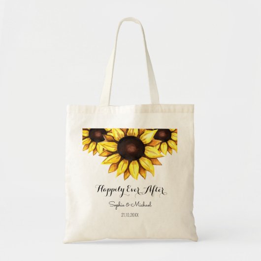Zonnebloem Bruiloft Happily Ever After Bloemen Tote Bag (Voorkant)