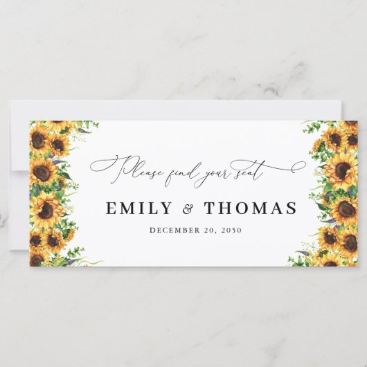 Zonnebloem bruiloft hoofd tafel teken (Voorkant)