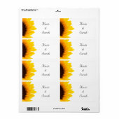 Zonnebloem bruiloft labels (Full Sheet)