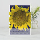 Zonnebloem bruiloft met stippen kaart (Staand voorkant)