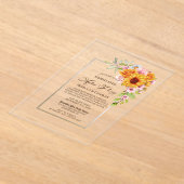 Zonnebloem bruiloft na feest acryl uitnodigingen (Laagn)