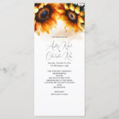 Zonnebloem bruiloft programma - Rustiek Programmakaart (Voorkant)