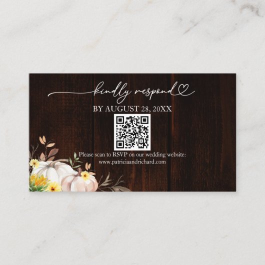 Zonnebloem bruiloft QR Online RSVP-kaart Informatiekaartje (Voorkant)