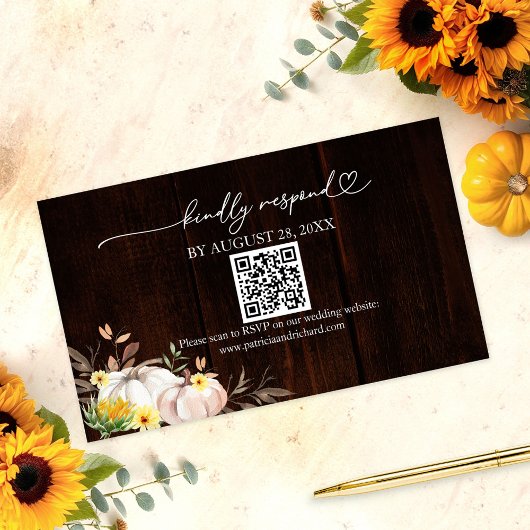 Zonnebloem bruiloft QR Online RSVP-kaart Informatiekaartje