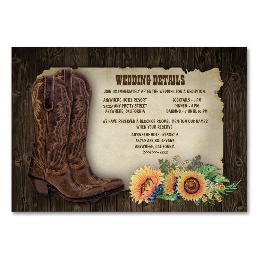 Zonnebloem Bruiloft Receptie Accommodatie Kaarten (Voorkant)