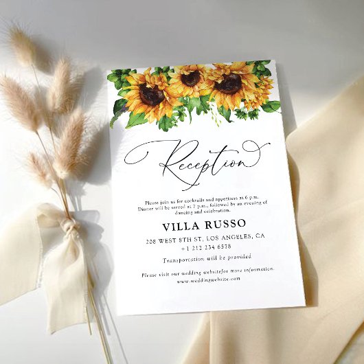 Zonnebloem Bruiloft Receptie Behuizing Kaarten