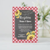 Zonnebloem bruiloft receptie bloemen rood wit informatiekaartje (Staand voorkant)