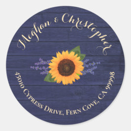 Zonnebloem bruiloft retour adres envelop zegel