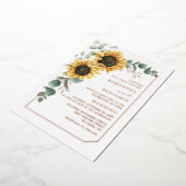 Zonnebloem Bruiloft Roos Goud Folie Uitnodiging (Gedraaid)