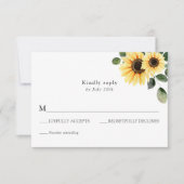 Zonnebloem Bruiloft RSVP-bijsluiter kaart (Voorkant)