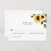 Zonnebloem Bruiloft RSVP-bijsluiter kaart (Voorkant / Achterkant)